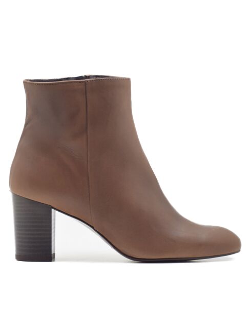 Bottines Marilo en cuir coy marron - Talon 7 cm