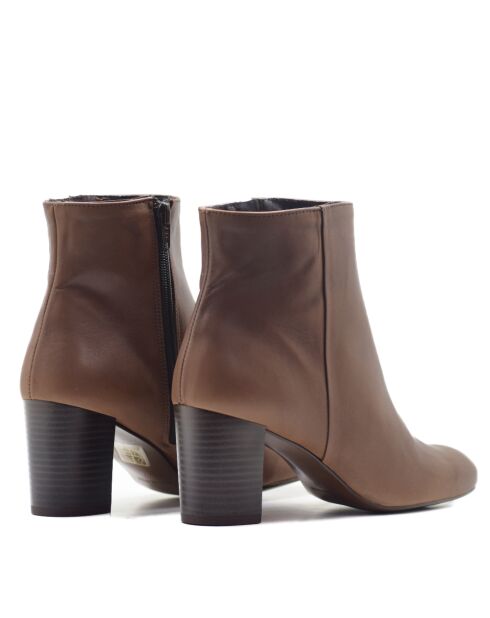 Bottines Marilo en cuir coy marron - Talon 7 cm