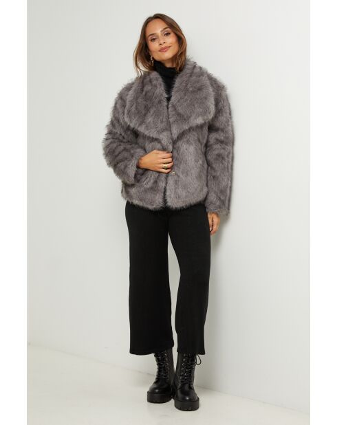 Pelliccia sintetica grigia Isaura