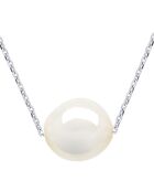 Collar de plata y perlas blancas naturales cultivadas en agua dulce