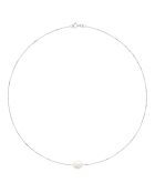 Collar de plata y perlas blancas naturales cultivadas en agua dulce