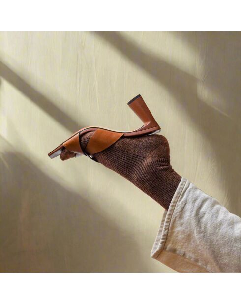 Calzini ecologici in Lyocell Glitter Lurex color cammello