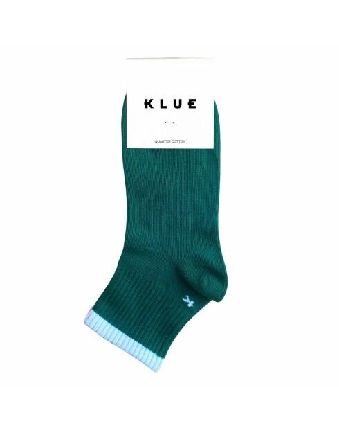 Calzini Quarter Tennis in cotone biologico a righe verde foresta