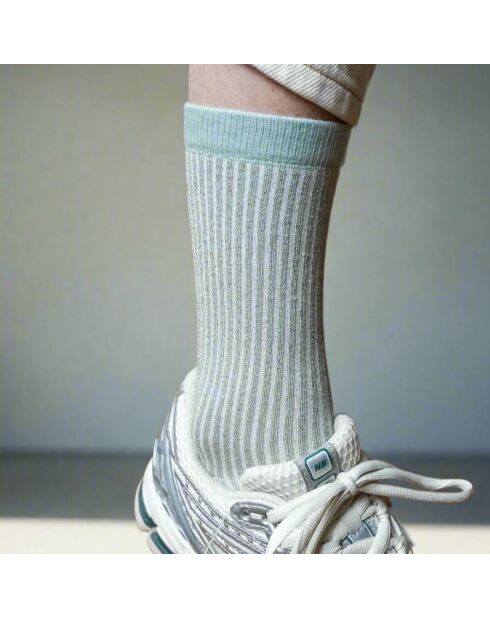 Calzini ecologici in Lyocell Lurex Glitter a strisce grigie nebbiose