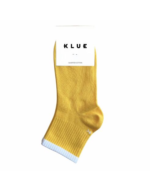 Chaussettes en coton bio à rayures Quarter Tennis jaune doré