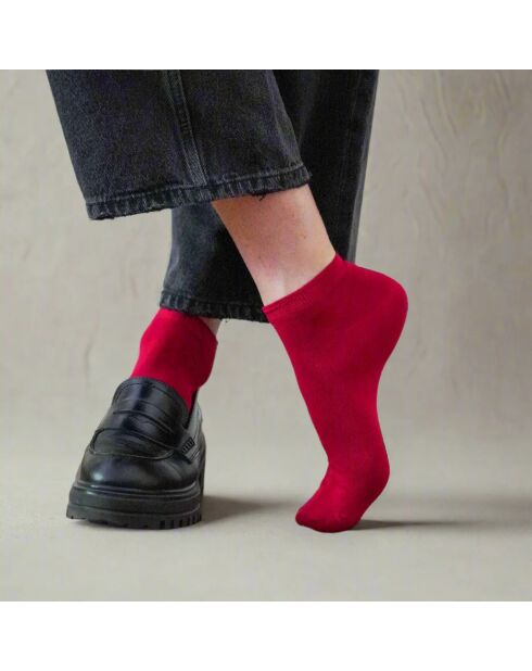 Calze semplici in Lyocell rosso carminio