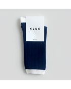 Chaussettes en Laine mélangée avec bordures bleu marine/blanc