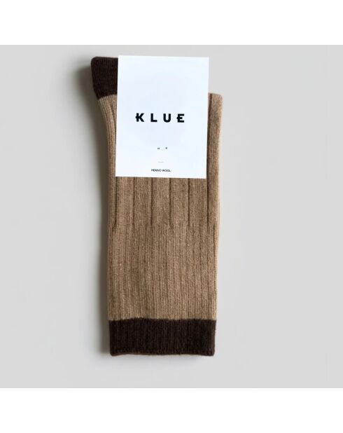 Calzini in misto lana con bordi caramello/marrone