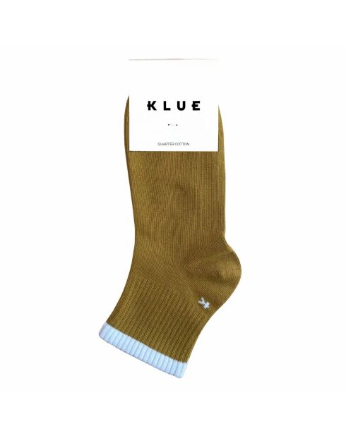 Chaussettes en coton bio à rayures Quarter Tennis caramel