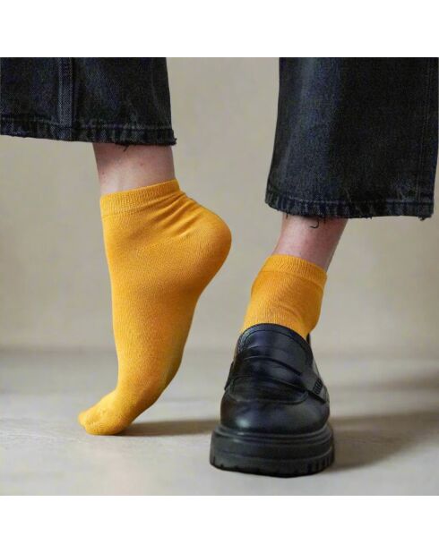 Chaussettes unies en Lyocell jaune doré