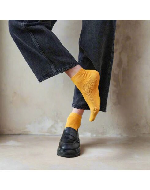 Chaussettes unies en Lyocell jaune doré
