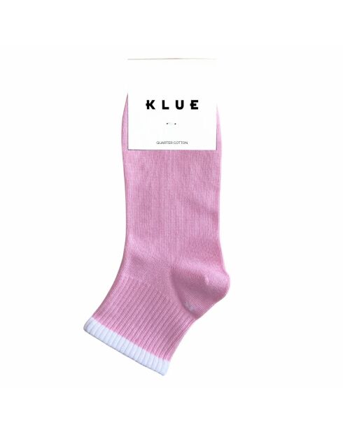 Chaussettes en coton bio à rayures Quarter Tennis rose framboise