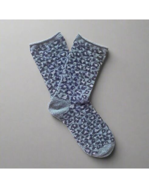Chaussettes Glitter Lurex en Lyocell écologique gris léopard