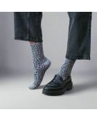 Chaussettes Glitter Lurex en Lyocell écologique gris léopard