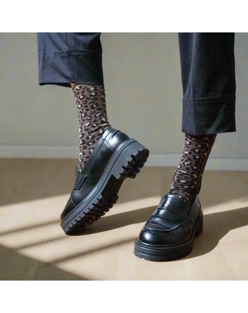 Chaussettes Glitter Lurex en Lyocell écologique gris léopard