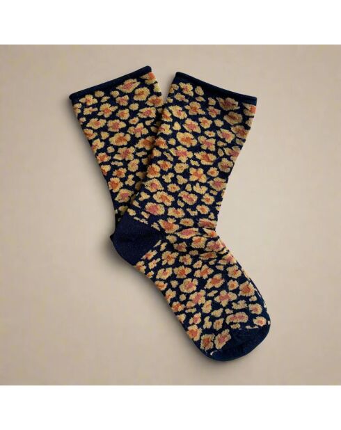 Chaussettes Glitter Lurex en Lyocell écologique léopard Ambre