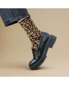 Chaussettes Glitter Lurex en Lyocell écologique léopard Ambre
