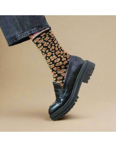 Chaussettes Glitter Lurex en Lyocell écologique léopard Ambre