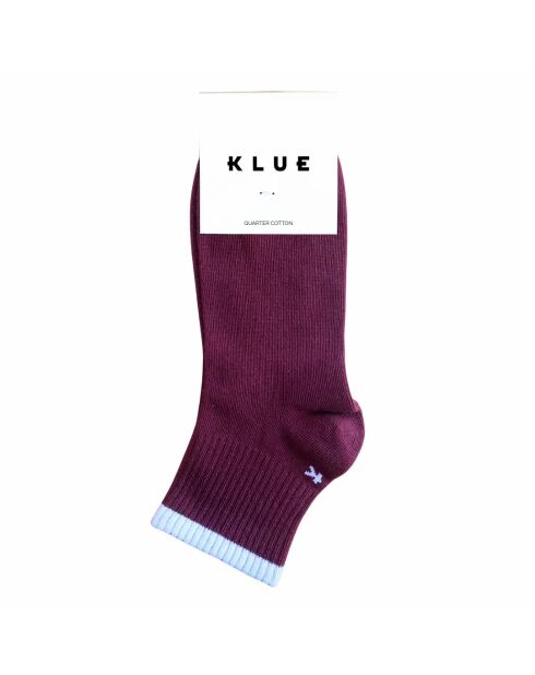 Chaussettes en coton bio à rayures Quarter Tennis rouge bordeaux
