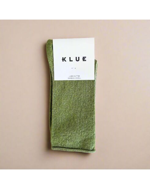 Chaussettes Glitter Lurex en Lyocell écologique vert olive