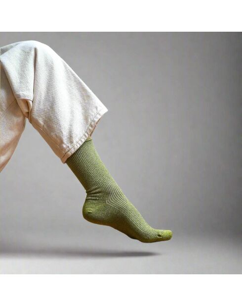 Chaussettes Glitter Lurex en Lyocell écologique vert olive