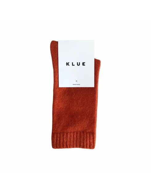 Chaussettes en Laine mélangée unies Brique