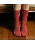 Chaussettes en Laine mélangée unies Brique