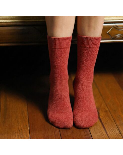 Chaussettes en Laine mélangée unies Brique