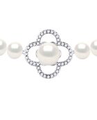 Halsketting van gerhodineerd zilver en natuurlijke witte halfronde gekweekte zoetwaterparels