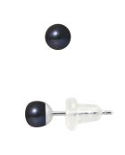 Boucles d'Oreilles en Argent rhodié & Perles d'Eau Douce boutons tahiti 4-5 mm noires