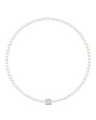 Collier en Argent Rhodié & Perles de Culture d'Eau Douce semi-rondes blanc naturel