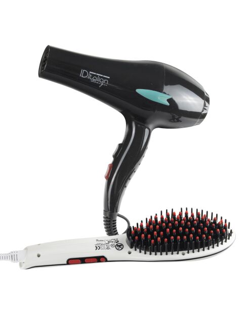 2200 w ionique sèche-cheveux à l'ozone + brosse lissante professionnelle en céramique et infrarouge