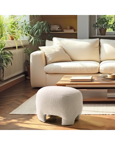 Pouf forme design n°1 en tissu petite bouclette écru