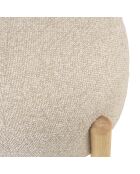 Pouf en tissu effet laine beige et pieds bois