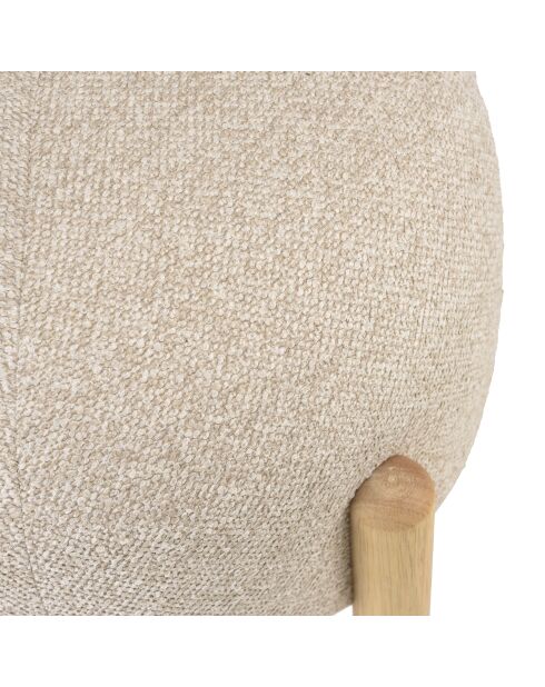 Pouf en tissu effet laine beige et pieds bois