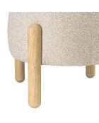 Pouf en tissu effet laine beige et pieds bois