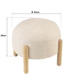 Pouf en tissu effet laine beige et pieds bois