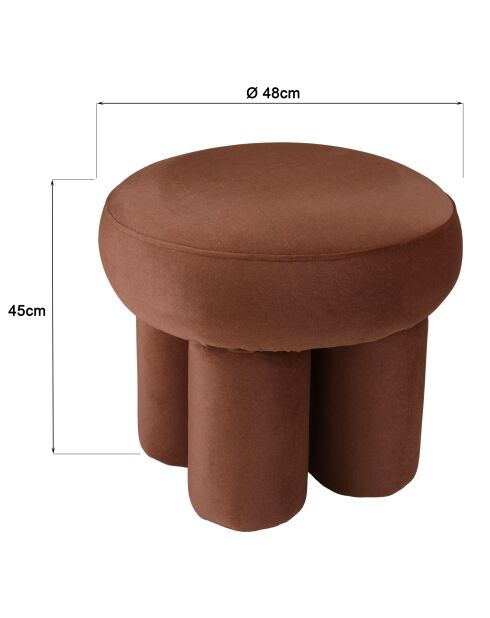 Pouf forme design n°2 en tissu effet velours marron
