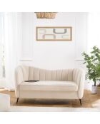 Canapé vague 2 places tissu bouclette écru pieds métal