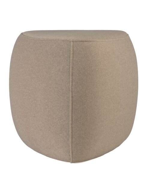 Pouf forme galet n°1 en tissu effet velours beige foncé