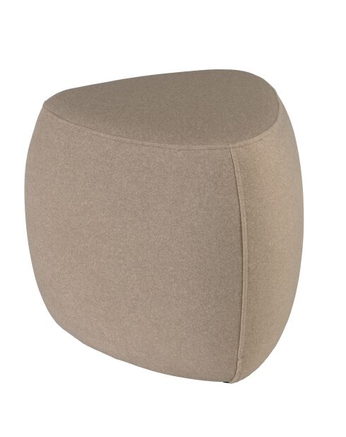 Pouf forme galet n°1 en tissu effet velours beige foncé