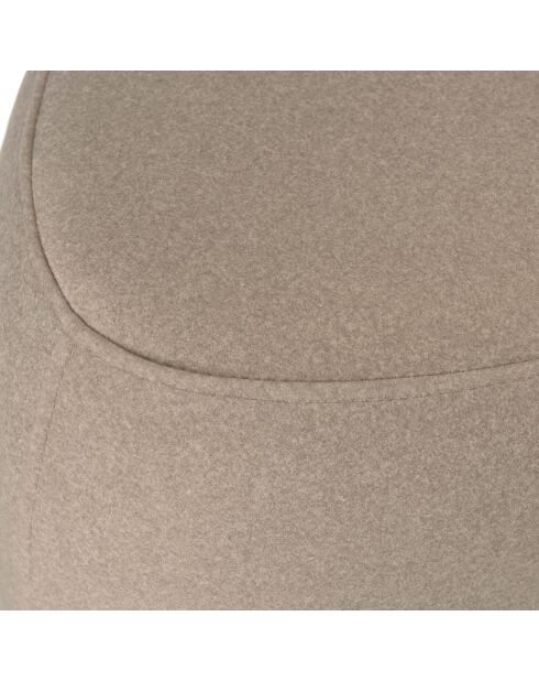 Pouf forme galet n°1 en tissu effet velours beige foncé