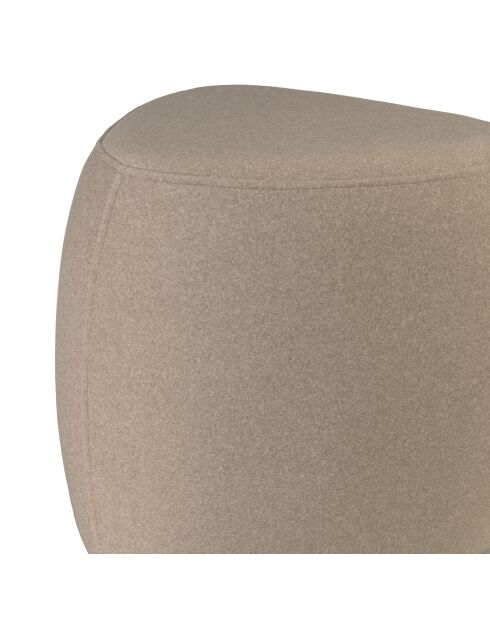 Pouf forme galet n°1 en tissu effet velours beige foncé