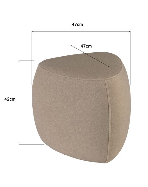 Puf Pebble nº 1 de tejido efecto terciopelo beige oscuro
