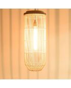 Suspension longue 25x25cm rotin couleur naturelle et teck