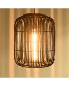 Suspension allongée 35x35cm en rotin couleur noire et teck