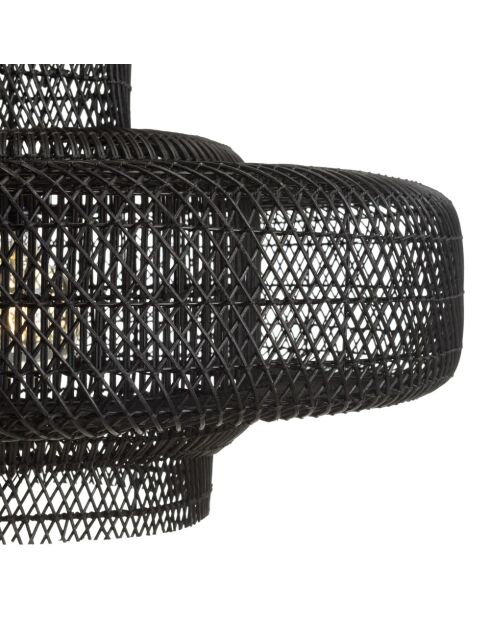 Suspension double 90x90cm en rotin couleur noire et teck