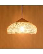 Lámpara colgante 40x40cm en ratán de color natural y teca reciclada