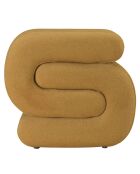 Pouf en tissu effet velours jaune moutarde