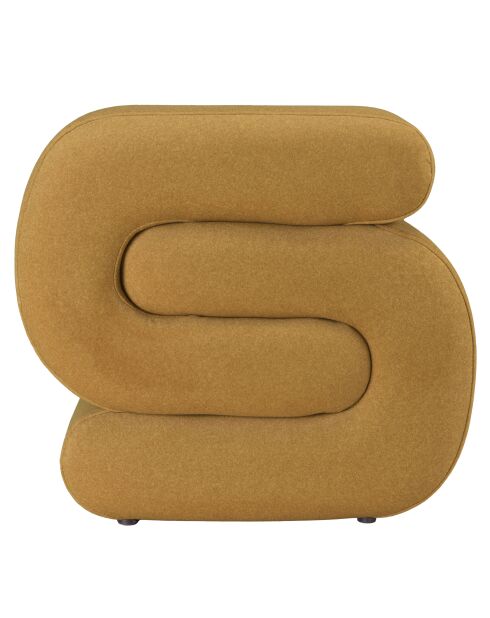 Pouf en tissu effet velours jaune moutarde